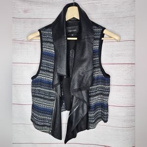 Karen Kane Leather Look Black Style Vest Size M